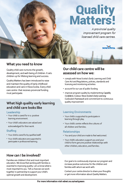 (cover art) Quality Matters! Information Sheet